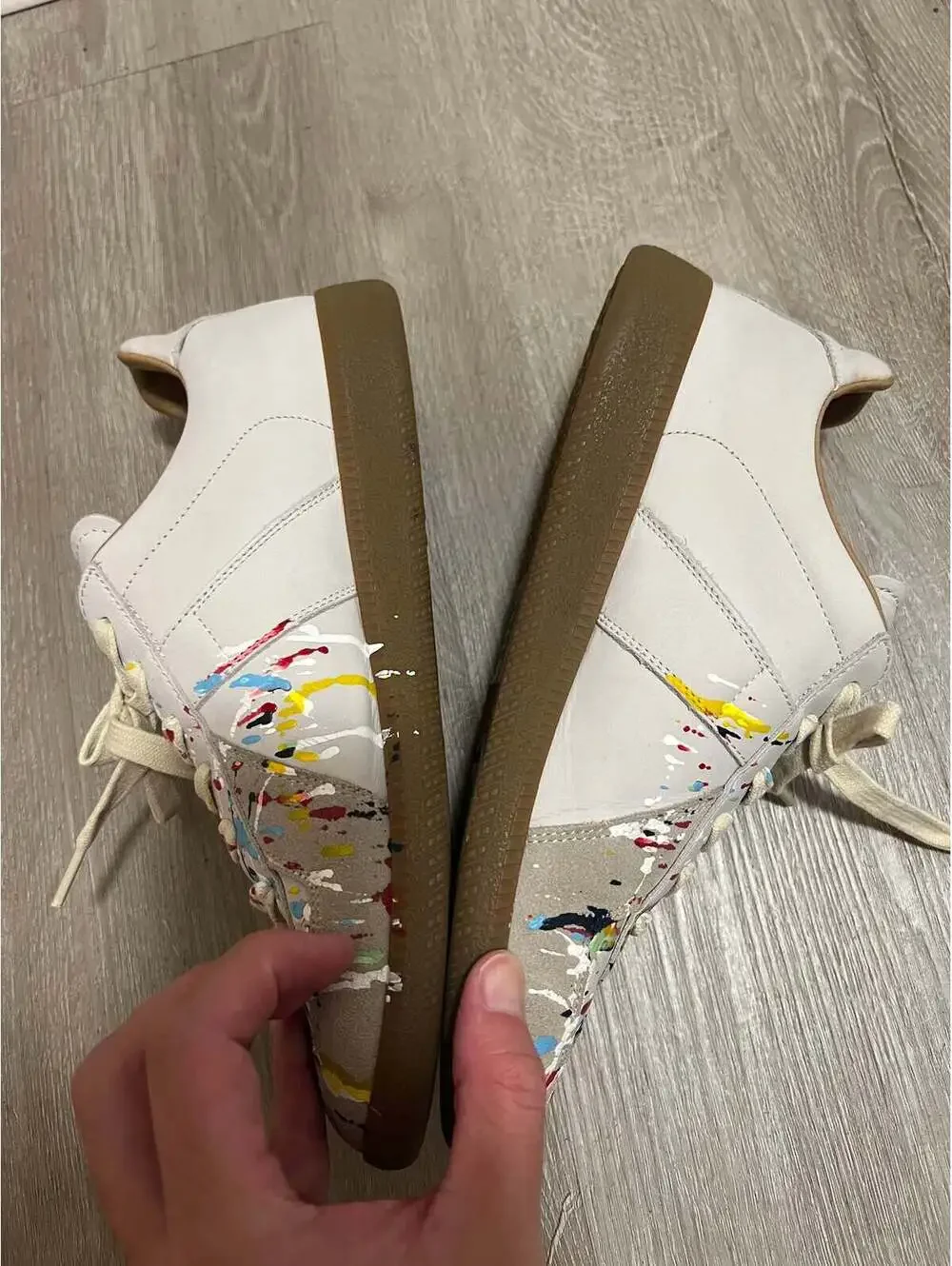 Maison Margiela GAT German Army Trainer Sneakers Paint Splatter Size 40